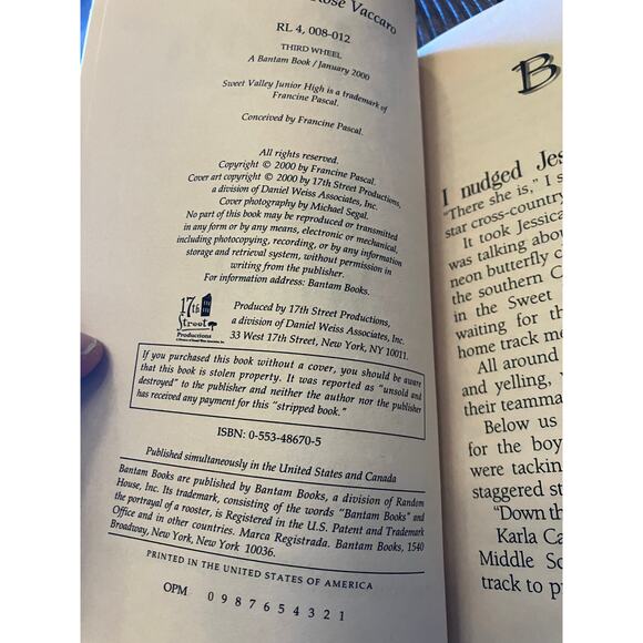 Sweet Valley Jr. High Book Lot of 3, Third Wheel, Three Days, One 2 Many,Vintage - Picture 8 of 10